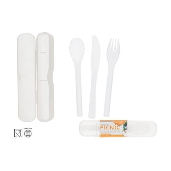 SET 3 CUBIERTOS DE PLASTICO REUTILIZABLE 20X4X3CM C/FUNDA