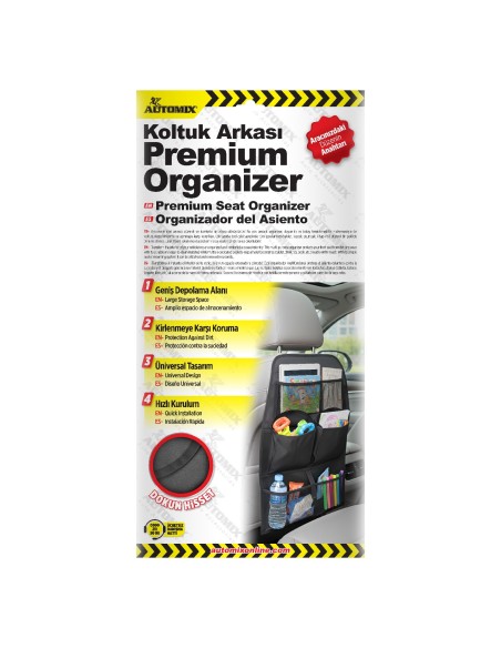 BOLSO ORGANIZADOR ASIENTOS TRASEROS 6 BOLSILLOS 68X43CM AUTOMIX