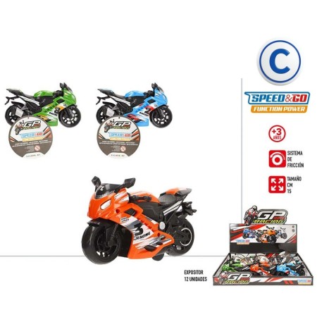 MOTO SPORT C/RETROCESO 3/SURTIDO 15CMS  EXP.12UDS