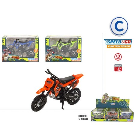 MOTO CROSS C/SUSPENSION 3/SURTIDO 1:18  EXP.12UDS