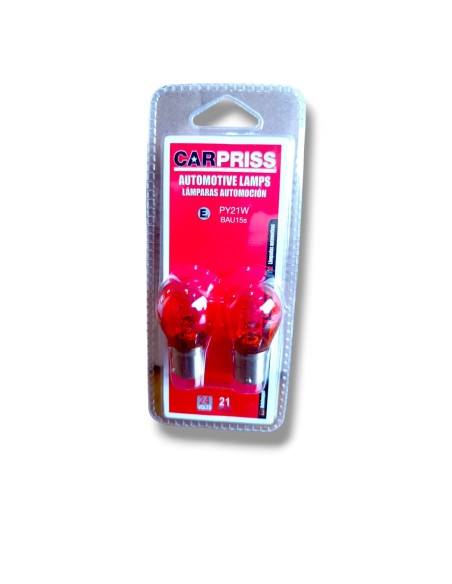 LAMPARA 24V 1 POLO AMBAR 21W PY21W  BLISTER 2UDS