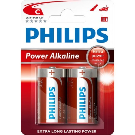 PILA ALCALINA PHILIPS LR14 2UDS CAJA/12UDS