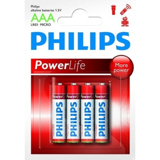 PILA ALCALINA PHILIPS LR03/AAA 4UDS CAJA/36UDS