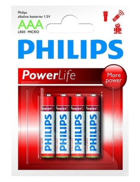 PILA ALCALINA PHILIPS LR03/AAA 4UDS CAJA/36UDS