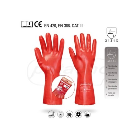 GUANTE ESPECIAL PVC GRUESO ROJO 35 CM T10