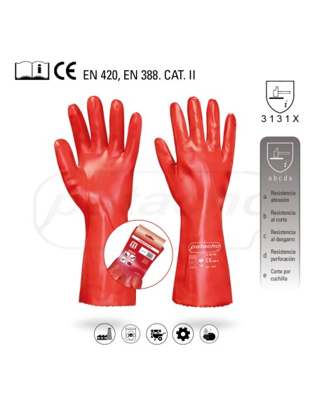GUANTE ESPECIAL PVC GRUESO ROJO 35 CM T10