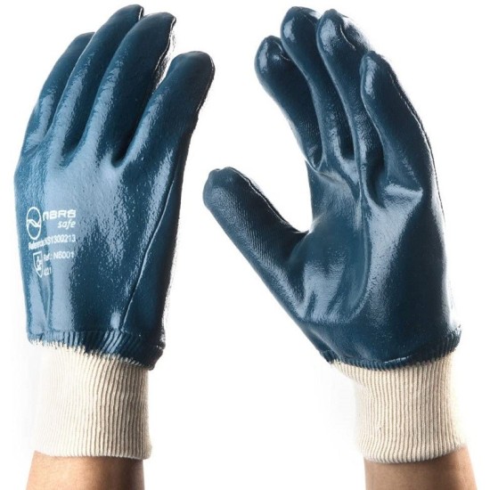 GUANTE AZUL DE NITRILO COMPLETO CON PUÑO CERRADO T9 BLISTER