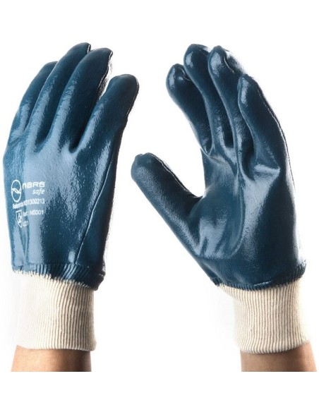 GUANTE AZUL DE NITRILO COMPLETO CON PUÑO CERRADO T9 BLISTER