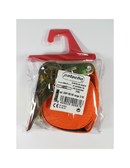 CINCHO DE AMARRE 1000KG 3MX25MM CON CARRACA