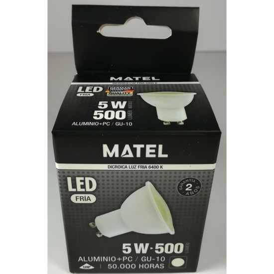 BOMBILLA LED DICROICA 120º GU-10 5W FRIA