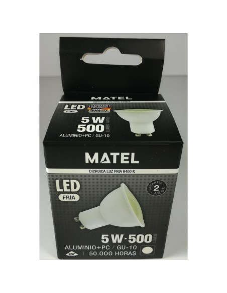 BOMBILLA LED DICROICA 120º GU-10 5W FRIA