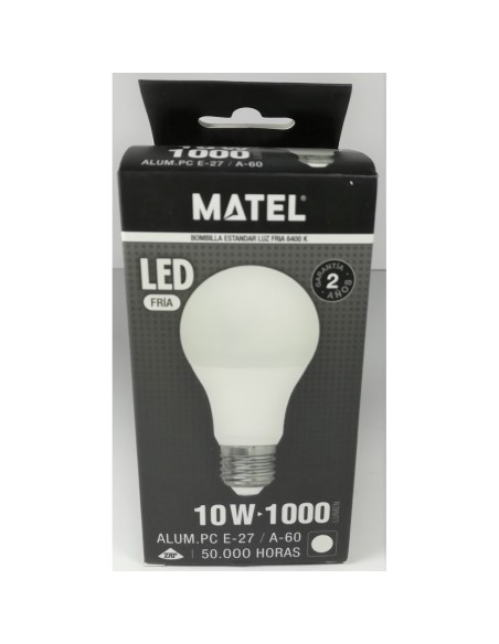 BOMBILLA LED ESTANDAR E27 A-60 10W FRIA