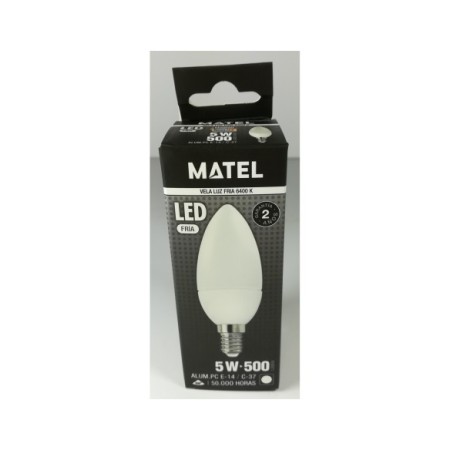 BOMBILLA LED VELA E14 C-37 5W FRIA
