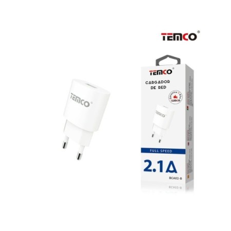 CARGADOR DE RED/PARED BLANCO 2,1A 5V 1USB BCA02 C/10