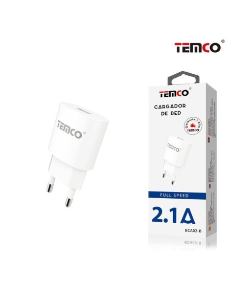 CARGADOR DE RED/PARED BLANCO 2,1A 5V 1USB BCA02 C/10