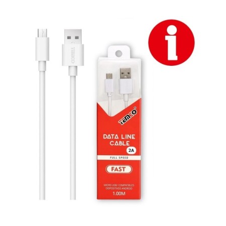 CABLE DE TELEFONO 2.A 1M MICRO USB BLANCO 5V SCDM52101 C/10
