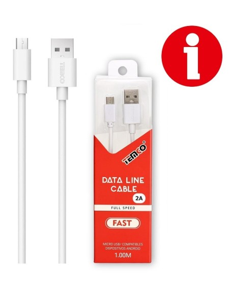 CABLE DE TELEFONO 2.A 1M MICRO USB BLANCO 5V SCDM52101 C/10