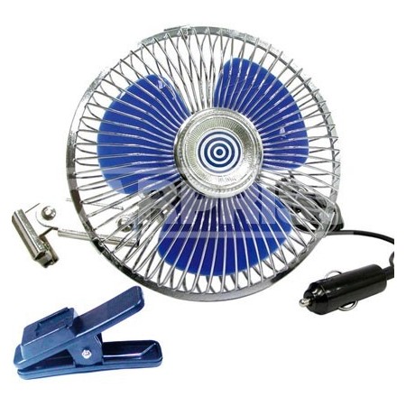 VENTILADOR METAL OSCILANTE "BLISTER" C/PINZA 12V 20CM AMIO CAJA
