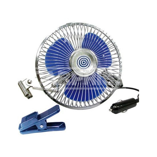 VENTILADOR METAL OSCILANTE "BLISTER" C/PINZA 12V 20CM AMIO CAJA