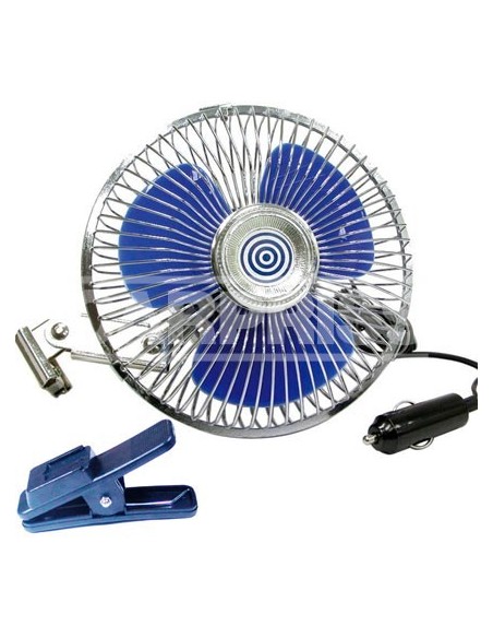 VENTILADOR METAL OSCILANTE "BLISTER" C/PINZA 12V 20CM AMIO CAJA