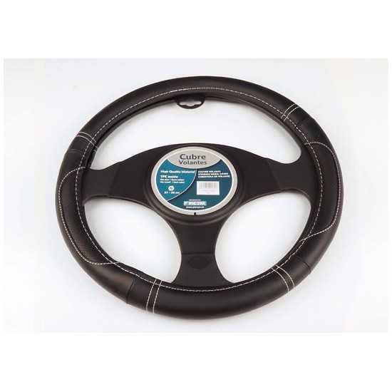 FUNDA DE VOLANTE CAMION 100% PIEL NEGRO/BLANC 46-48