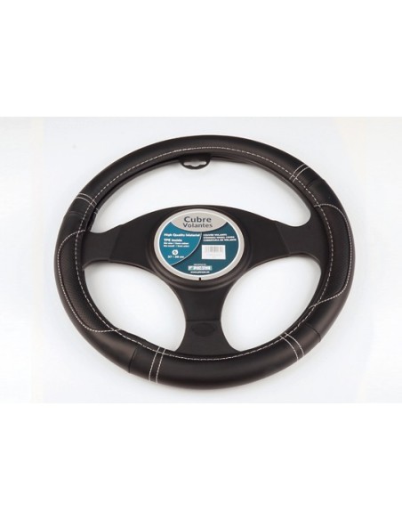 FUNDA DE VOLANTE CAMION 100% PIEL NEGRO/BLANC 46-48