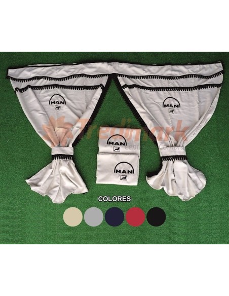 CORTINAS 100% OPACAS LOGO MAN BEIGE 7 PIEZAS
