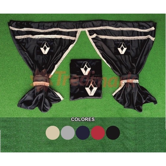 CORTINAS 100% OPACAS LOGO RENAULT BEIGE 7 PIEZAS