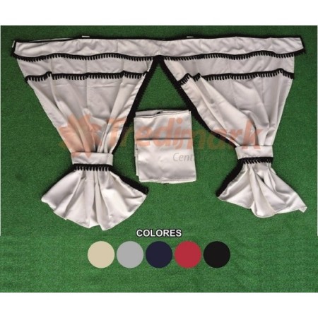 CORTINAS 100% OPACAS CON FLECOS 7 PIEZAS GRIS