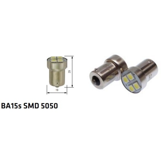 LAMPARA 12V LED PILOTO BA15S R5W WHIT 6000K 1,2W 4SMD 2UDS