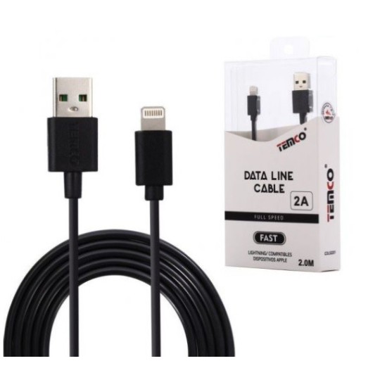 CABLE DE TELEFONO 2.A 2M IPHONE NEGRO C/10