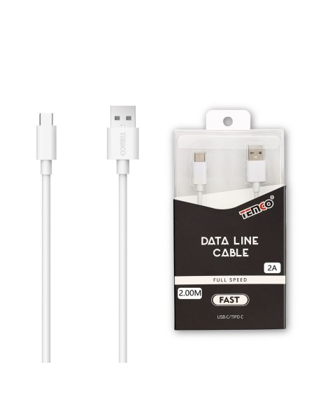 CABLE DE TELEFONO 2.A 2M TIPO C BLANCO C/10