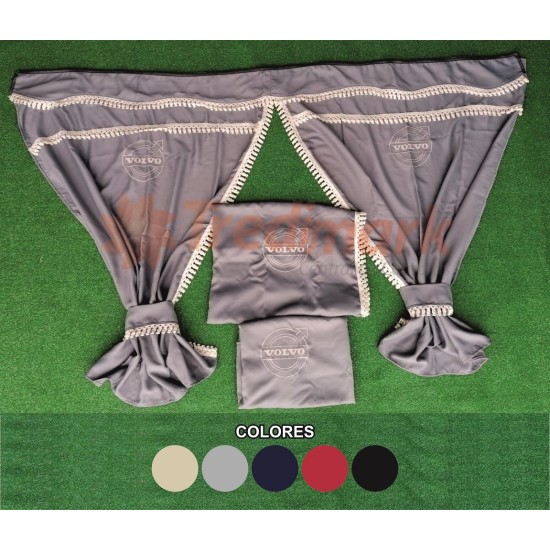 CORTINAS 100% OPACAS LOGO VOLVO NEGRA 7 PIEZAS