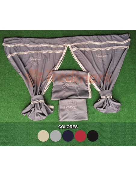 CORTINAS 100% OPACAS LOGO VOLVO NEGRA 7 PIEZAS