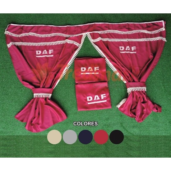 CORTINAS 100% OPACAS LOGO DAF ROJA 7 PIEZAS