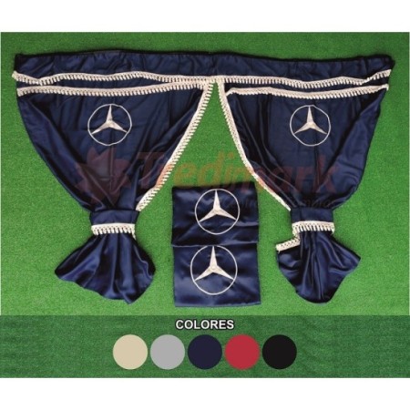 CORTINAS 100% OPACAS LOGO MERCEDES ROJA 7 PIEZAS