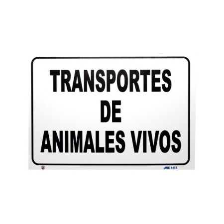 PLACA PVC DE TRANSPORTE DE ANIMALES VIVOS 290MM x 210MM**