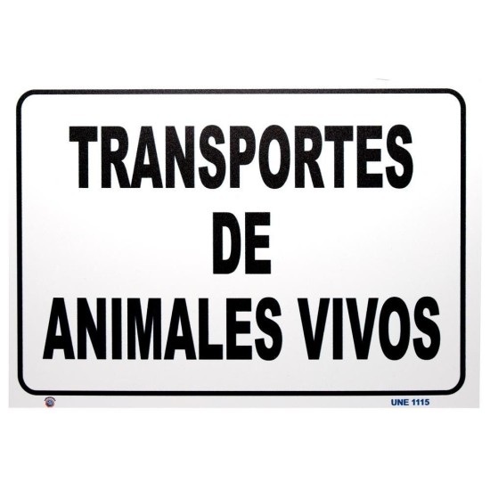 PLACA PVC DE TRANSPORTE DE ANIMALES VIVOS 290MM x 210MM**
