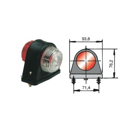 PILOTO PERIMETRAL CORTO ROJO/BLANCO DE GOMA 5W 12/24V **