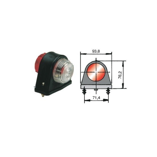 PILOTO PERIMETRAL CORTO ROJO/BLANCO DE GOMA 5W 12/24V **