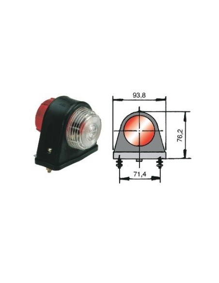 PILOTO PERIMETRAL CORTO ROJO/BLANCO DE GOMA 5W 12/24V **