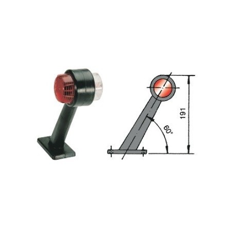 PILOTO PERIMETRAL DIAGONAL BRAZO GOMA ROJO/BLANCO 12/24V **