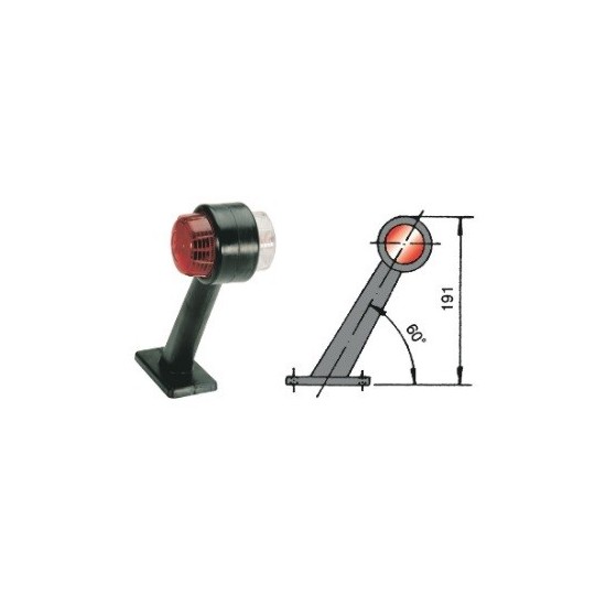 PILOTO PERIMETRAL DIAGONAL BRAZO GOMA ROJO/BLANCO 12/24V **