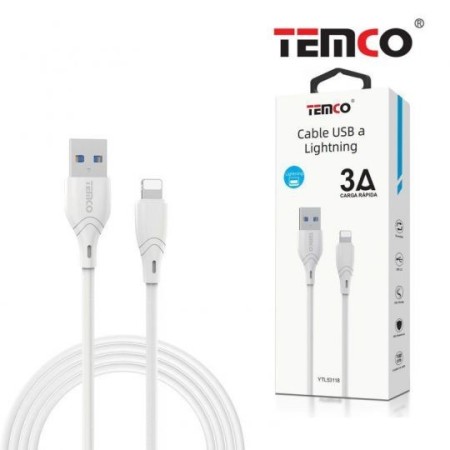 CABLE DE TELEFONO 3.A 1M IPHONE BLANCO CARGA RAPIDA 5V C/10