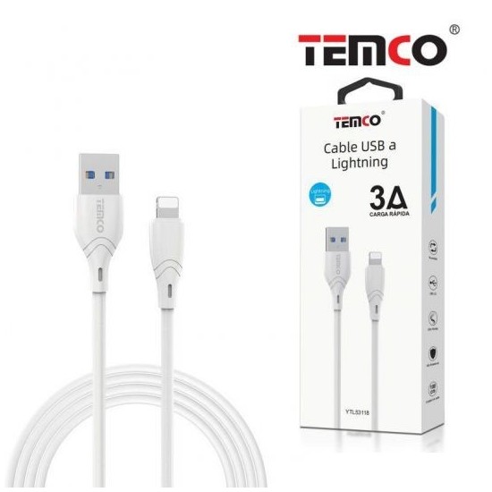 CABLE DE TELEFONO 3.A 1M IPHONE BLANCO CARGA RAPIDA 5V C/10