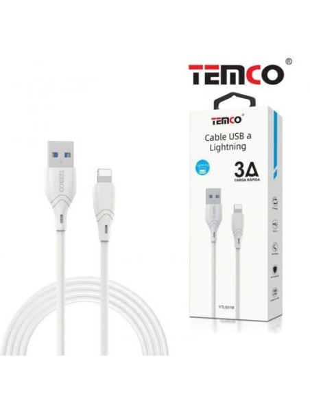 CABLE DE TELEFONO 3.A 1M IPHONE BLANCO CARGA RAPIDA 5V C/10