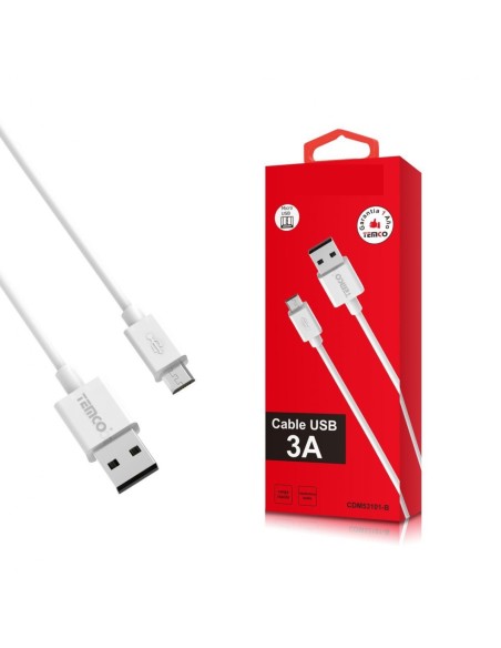 CABLE DE TELEFONO 3.A 1M MICRO USB BLANCO CARGA RAPIDA 5V C/10