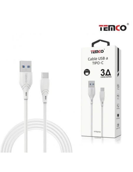 CABLE DE TELEFONO 3.A 1M TIPO C BLANCO CARGA RAPIDA 5V C/10