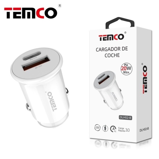 CARGADOR DE TELEFONO PARA MECHERO "SIN CABLE" 20W USB-TIPO C DLH02 C/10