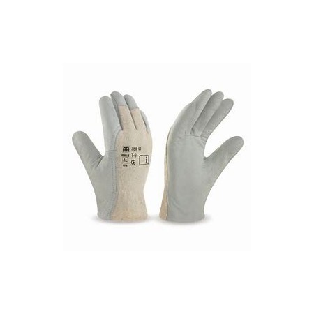 GUANTE FLOR VACUNO CON DORSO DE ALGODON TALLA 8 CAJA/120UDS